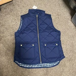 J Crew Quilted vest, size medium, navy blue